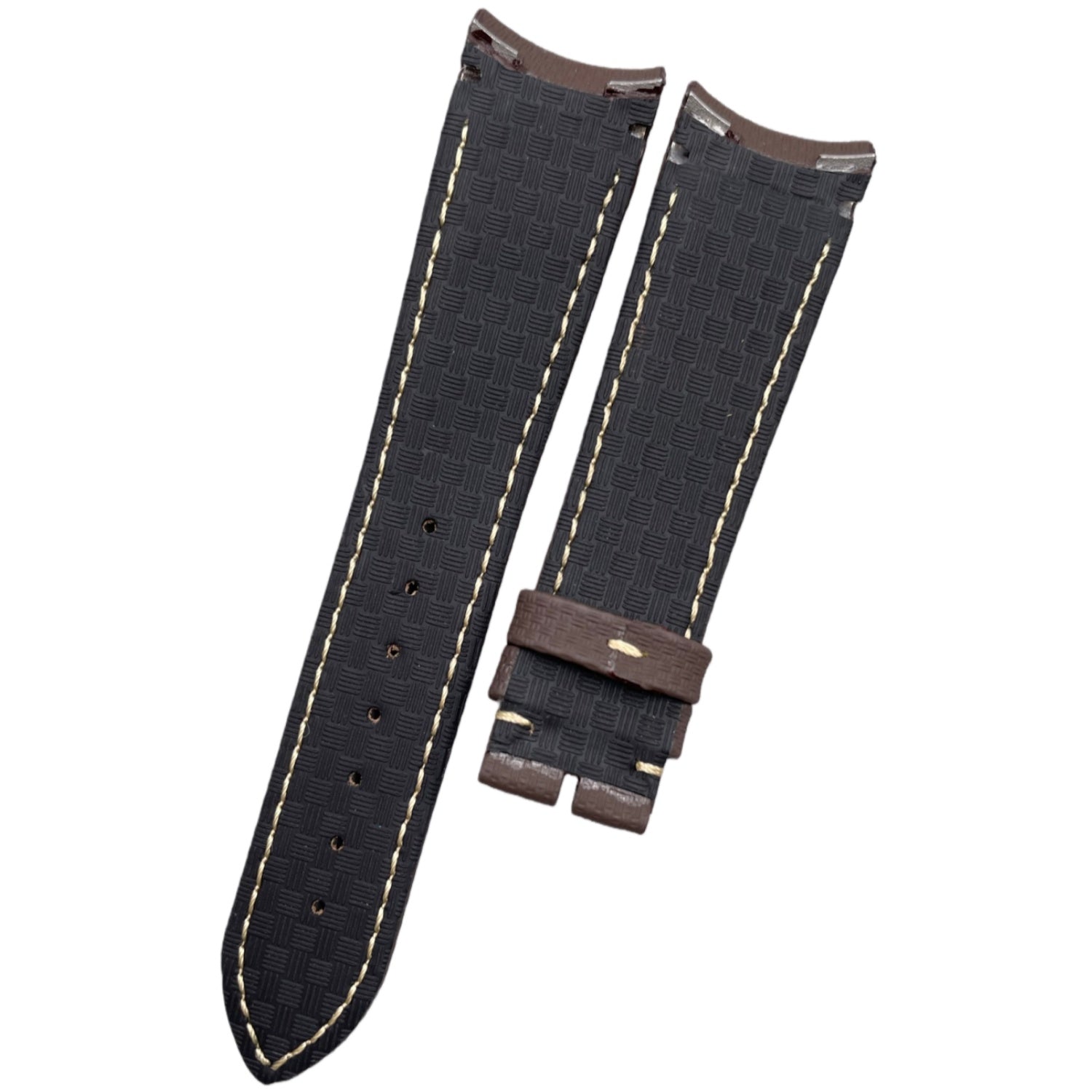 Handmade Custom Nylon-Textured Deep Brown Rubber Watch Strap for Breguet 3810 Series