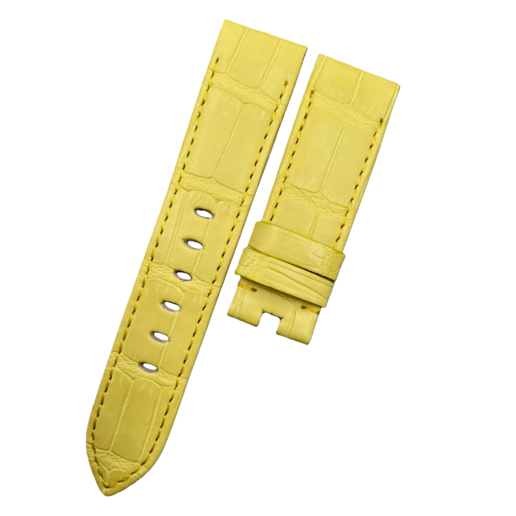Custom Handmade Lemon Yellow ALLIGATOR Leather Quick-Release Watch Strap for Panerai Luminor Due Series (Model: PAM01045, Women's)
