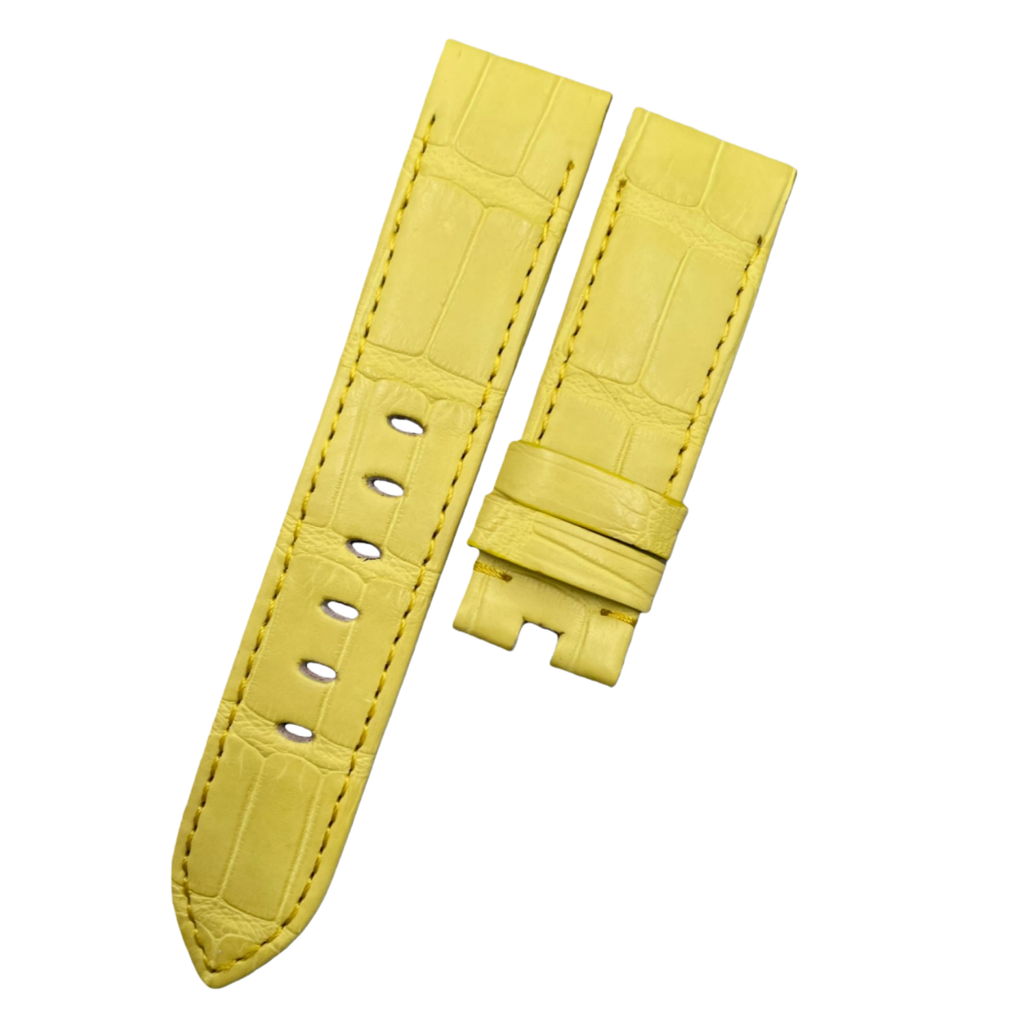 Custom Handmade Lemon Yellow ALLIGATOR Leather Quick-Release Watch Strap for Panerai Luminor Due Series (Model: PAM01045, Women's)