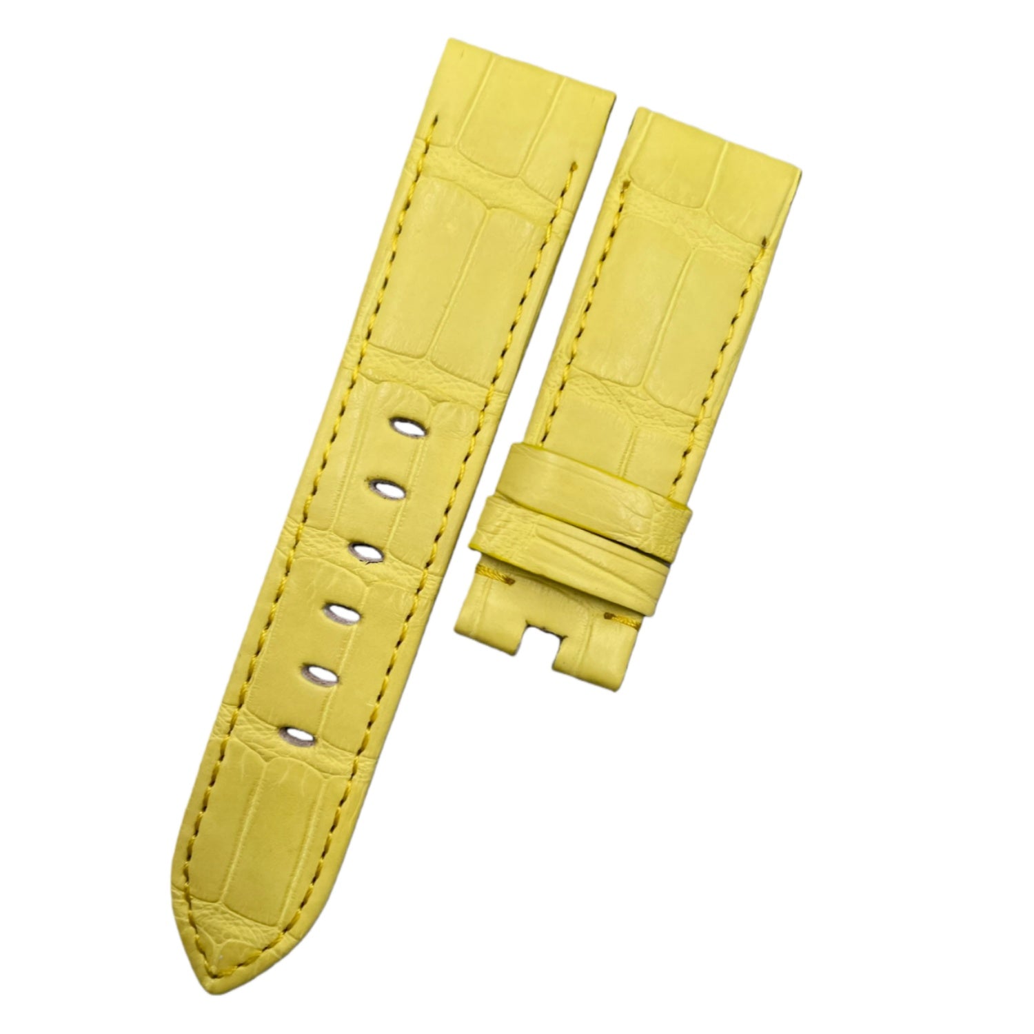 Custom Handmade Lemon Yellow ALLIGATOR Leather Quick-Release Watch Strap for Panerai Luminor Due Series (Model: PAM01045, Women's)