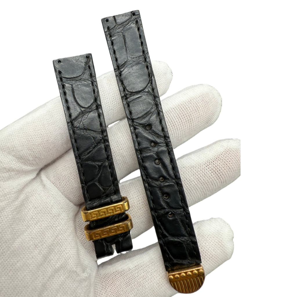 Custom Handmade Black Alligator Leather Watch Strap for Versace (Requires Sending Old Strap)