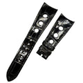 Alligator Leather Watch Strap for Tudor 20550N Series - Handmade Custom Polished Black Perforated Genuine Alligator Leather Strap