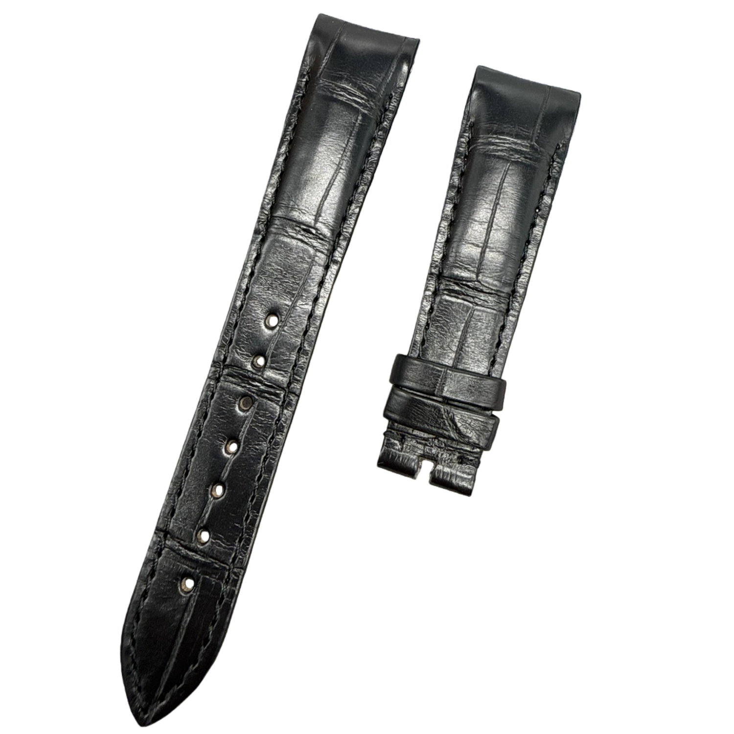 Fits Rolex 36mm Datejust 116233 Black Alligator Leather Watch Strap with Curved End and Handcrafted Customization