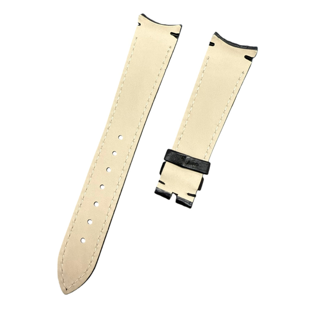 Fits Rolex 36mm Datejust 116233 Black Alligator Leather Watch Strap with Curved End and Handcrafted Customization