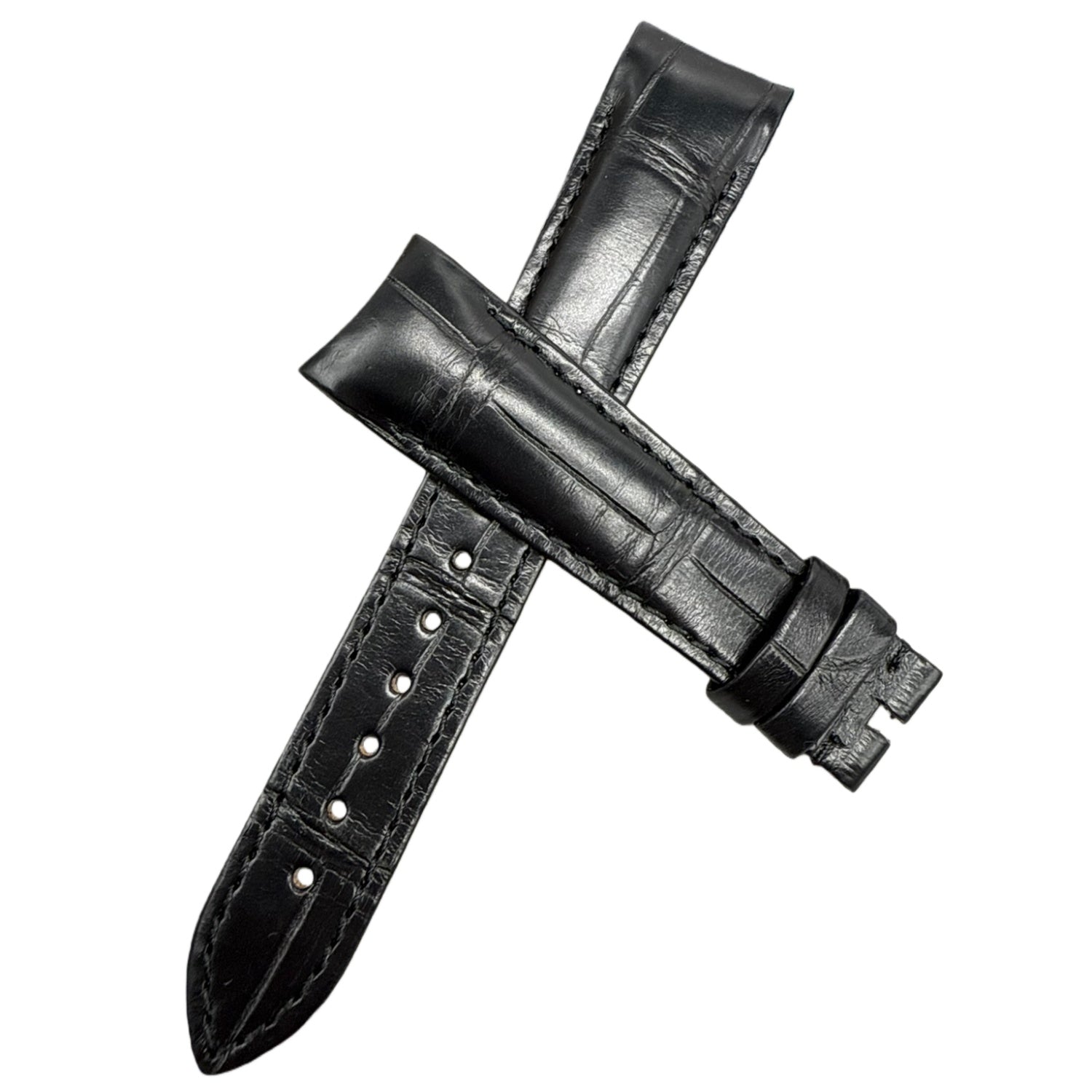 Fits Rolex 36mm Datejust 116233 Black Alligator Leather Watch Strap with Curved End and Handcrafted Customization