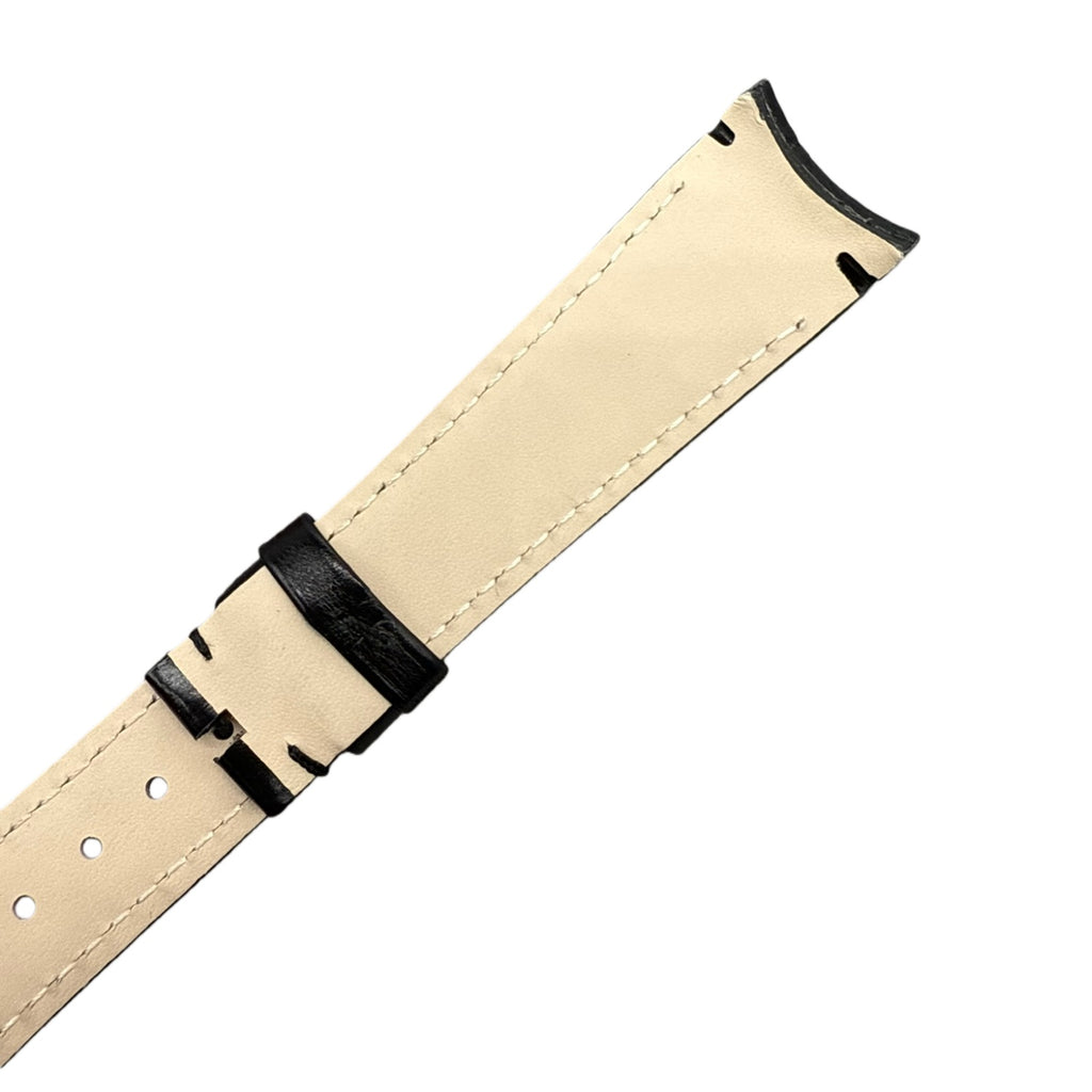 Fits Rolex 36mm Datejust 116233 Black Alligator Leather Watch Strap with Curved End and Handcrafted Customization