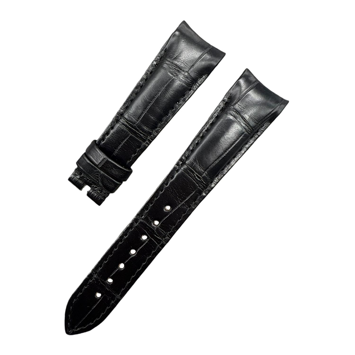 Fits Rolex 36mm Datejust 116233 Black Alligator Leather Watch Strap with Curved End and Handcrafted Customization