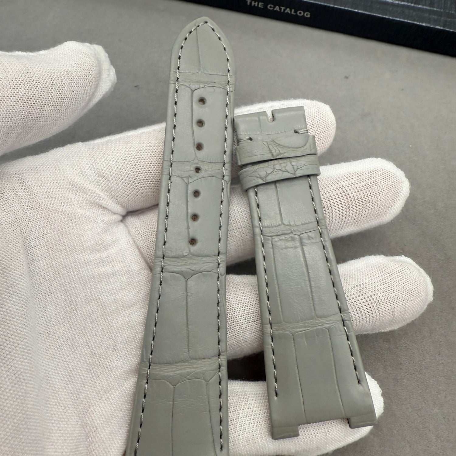 Custom Handmade Light Gray Alligator Leather Watch Strap for Patek Philippe Sports Elegance Series 5711/5712
