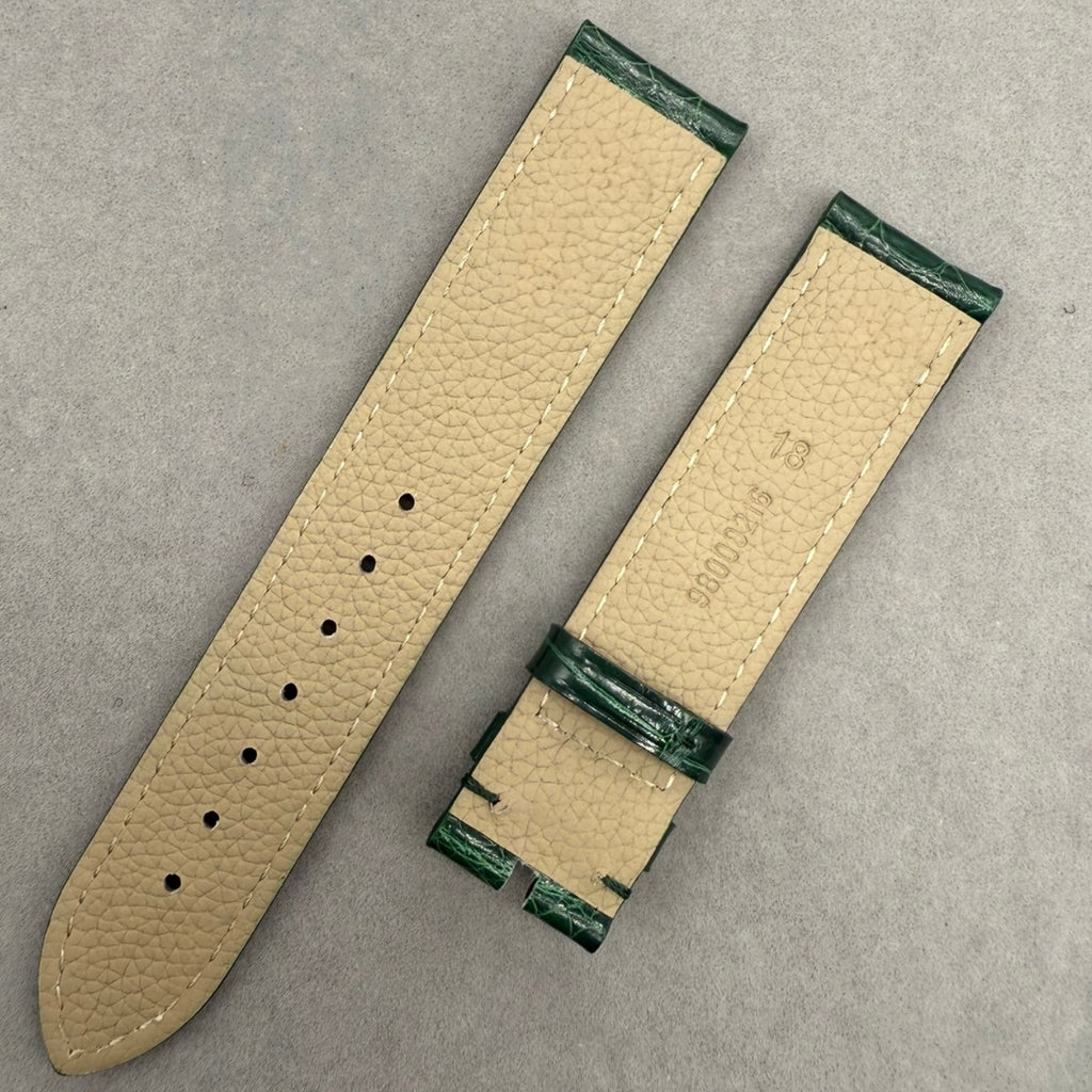Handcrafted Custom Alligator Leather Watch Strap for Omega De Ville Prestige 4877.60.37 - Bright Green, Bamboo Pattern