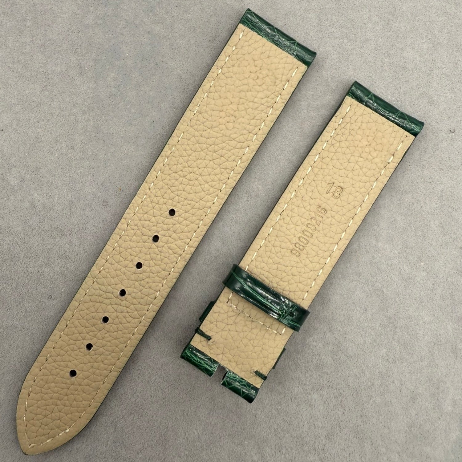 Handcrafted Custom Alligator Leather Watch Strap for Omega De Ville Prestige 4877.60.37 - Bright Green, Bamboo Pattern
