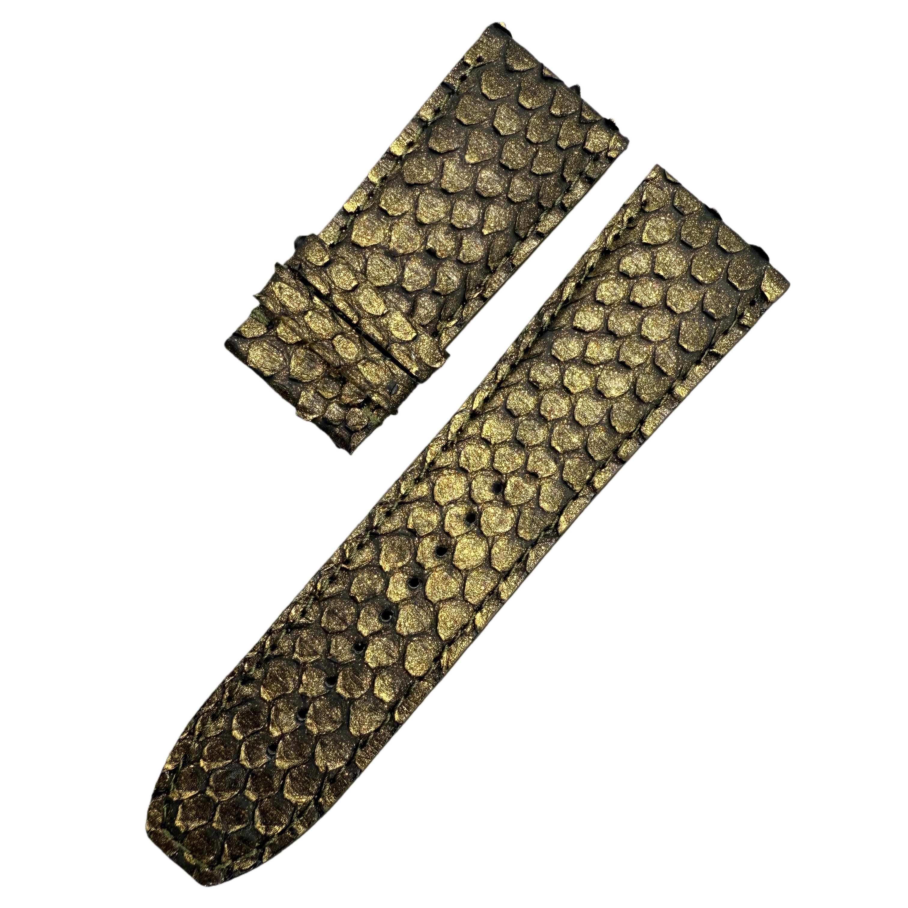 Handcrafted Gold Snake Leather Watch Strap