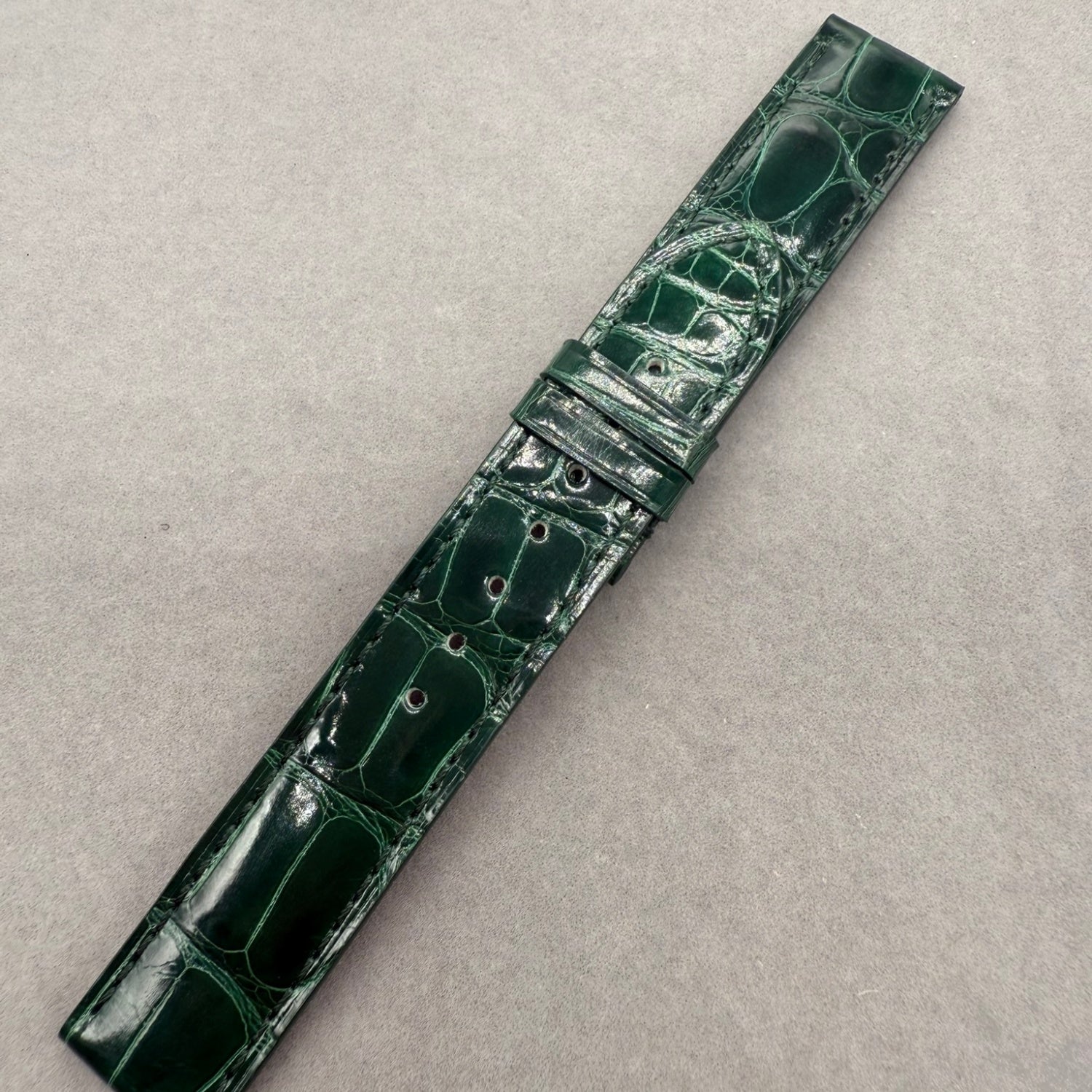Handcrafted Custom Alligator Leather Watch Strap for Omega De Ville Prestige 4877.60.37 - Bright Green, Bamboo Pattern