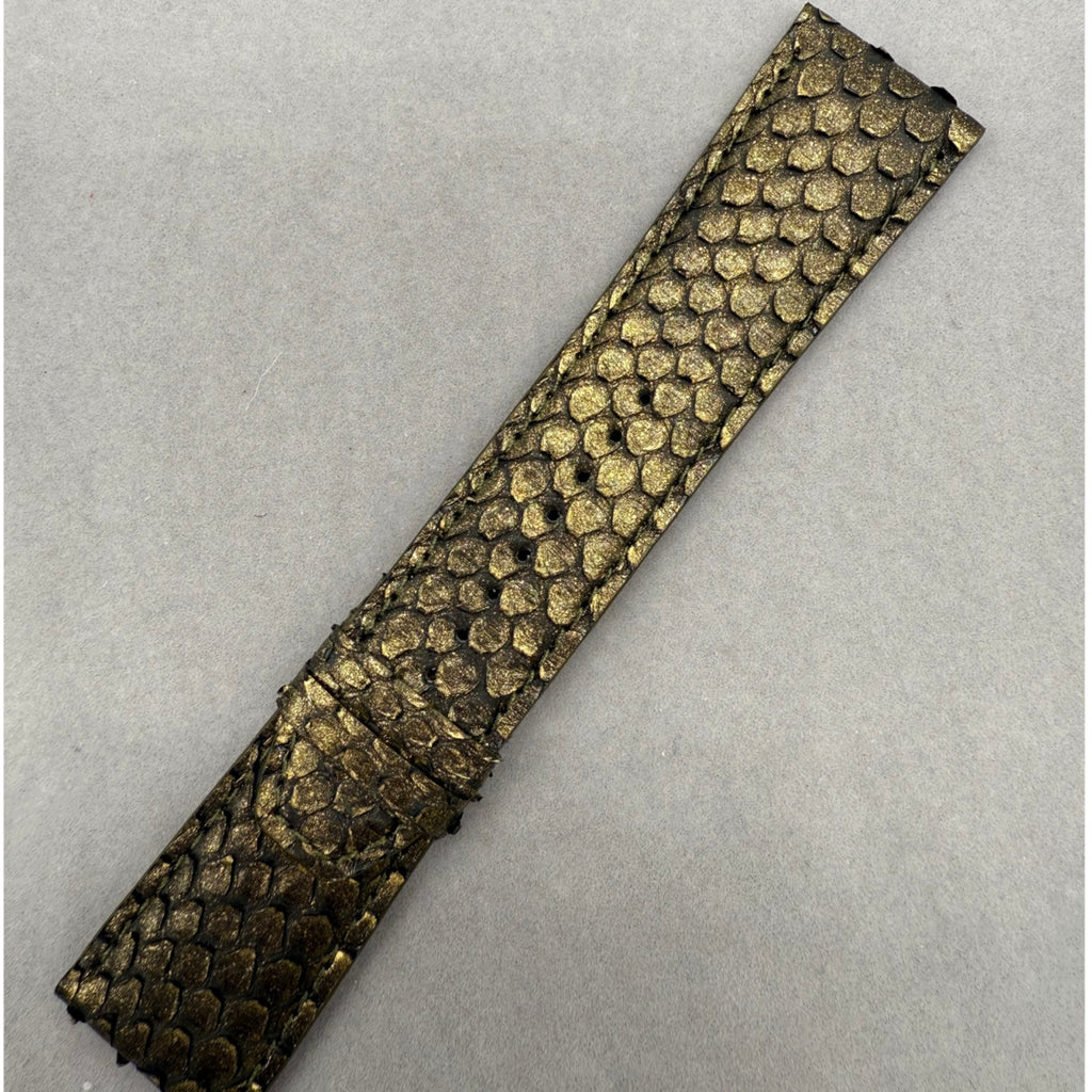 Handcrafted Gold Snake Leather Watch Strap