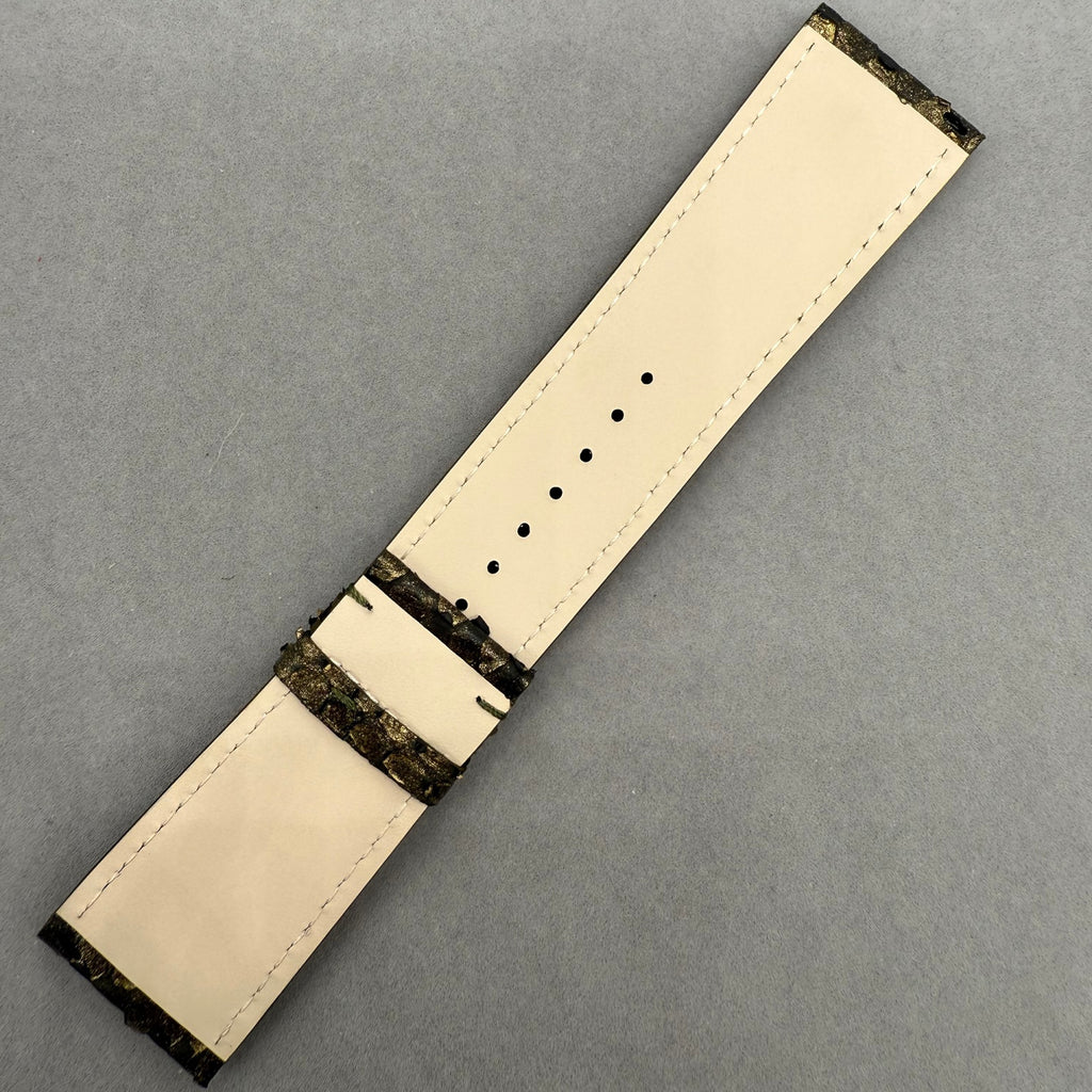 Handcrafted Gold Snake Leather Watch Strap