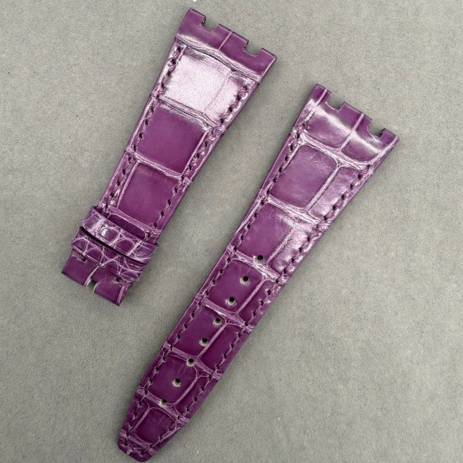 Handcrafted Purple Crocodile Leather Watch Strap for Audemars Piguet Royal Oak 26231 (Ladies' Version)