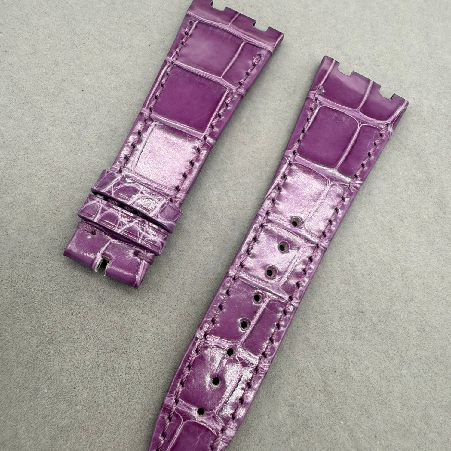 Handcrafted Purple Crocodile Leather Watch Strap for Audemars Piguet Royal Oak 26231 (Ladies' Version)