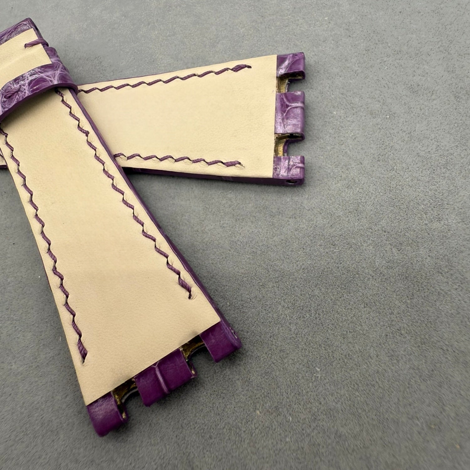 Handcrafted Purple Crocodile Leather Watch Strap for Audemars Piguet Royal Oak 26231 (Ladies' Version)