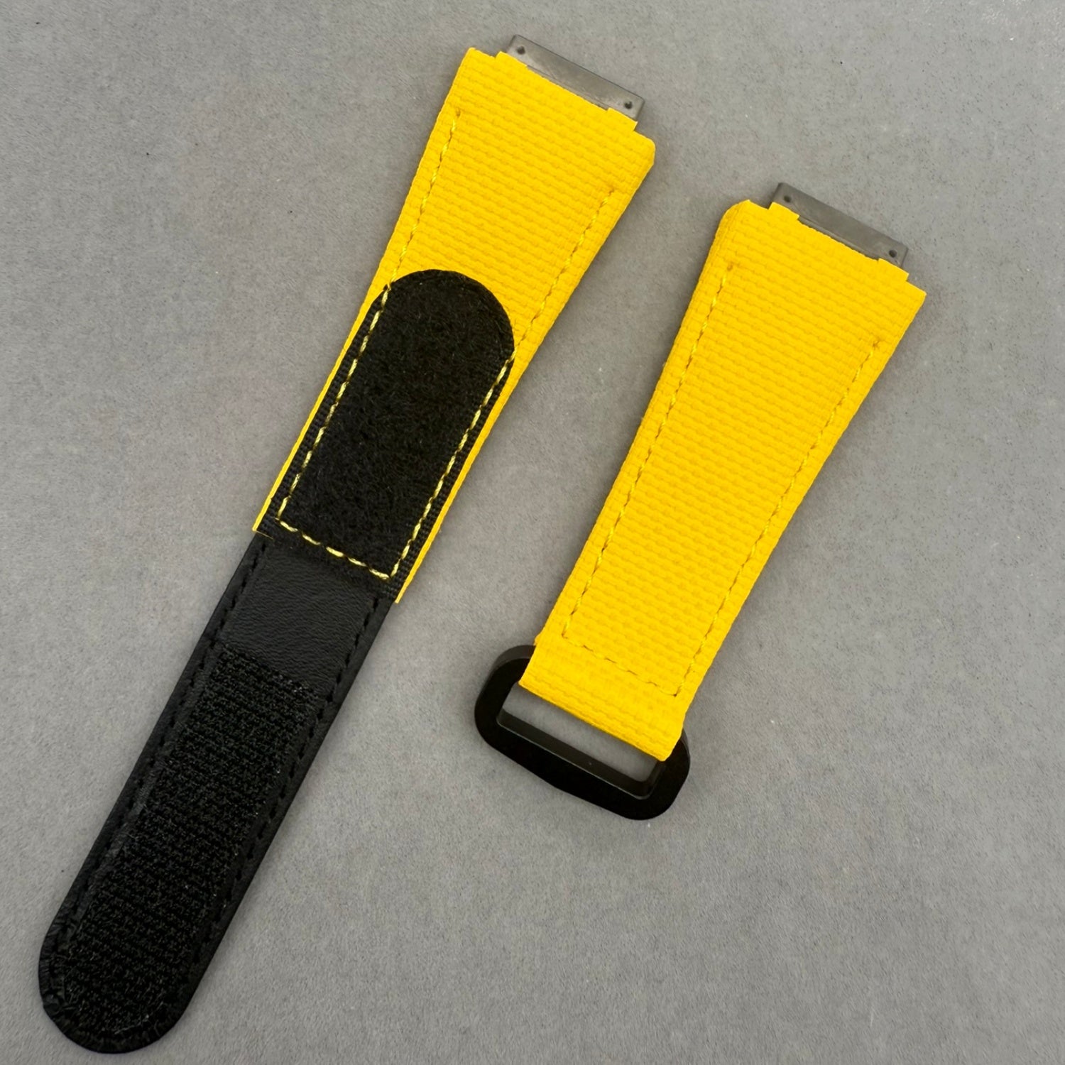 Handcrafted Custom Velcro Nylon Texture Fluororubber Watch Strap for Richard Mille RM035 & RM055 - Yellow