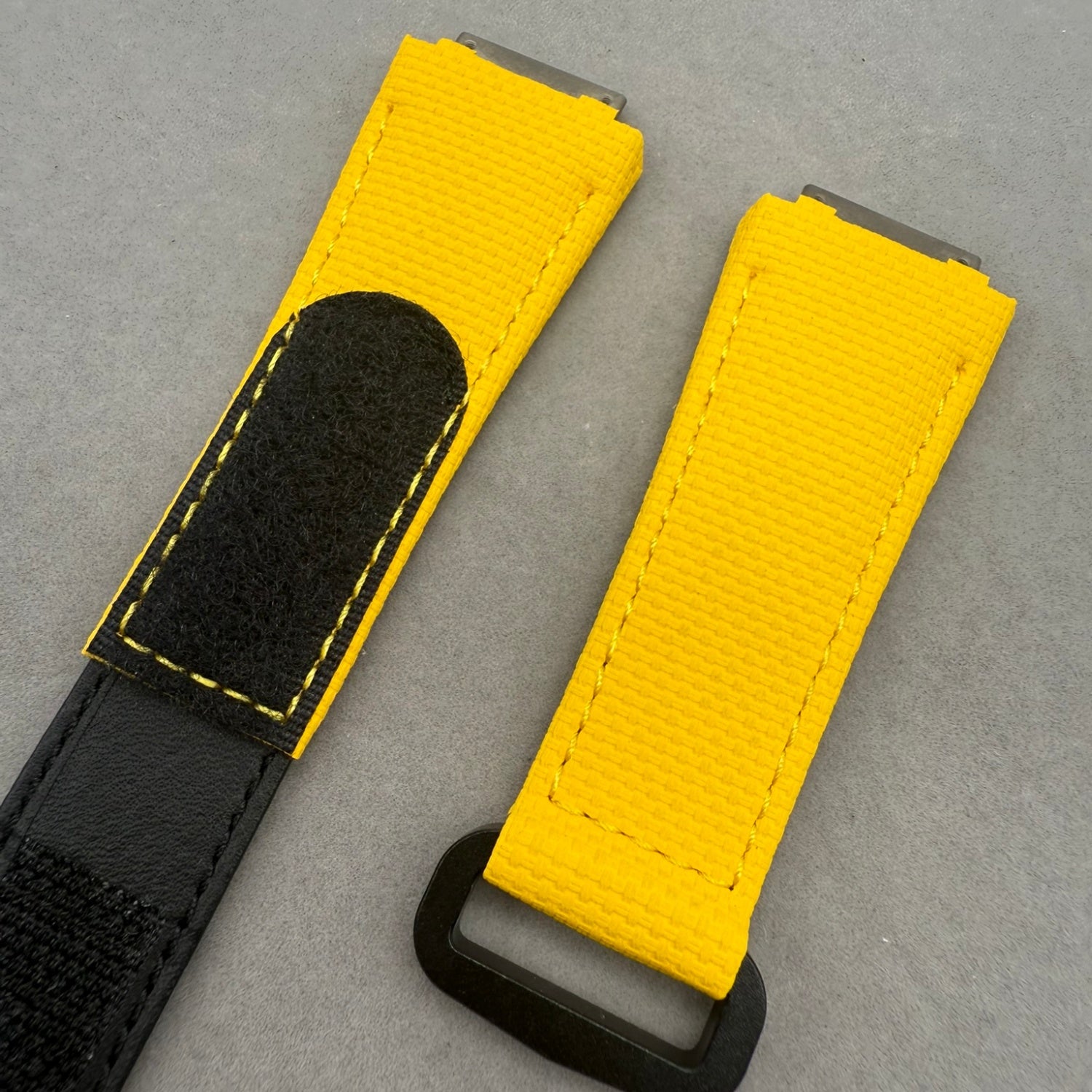 Handcrafted Custom Velcro Nylon Texture Fluororubber Watch Strap for Richard Mille RM035 & RM055 - Yellow