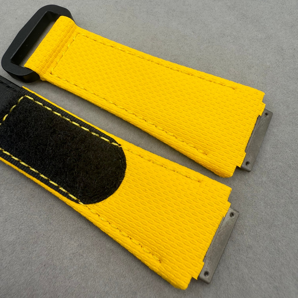 Handcrafted Custom Velcro Nylon Texture Fluororubber Watch Strap for Richard Mille RM035 & RM055 - Yellow