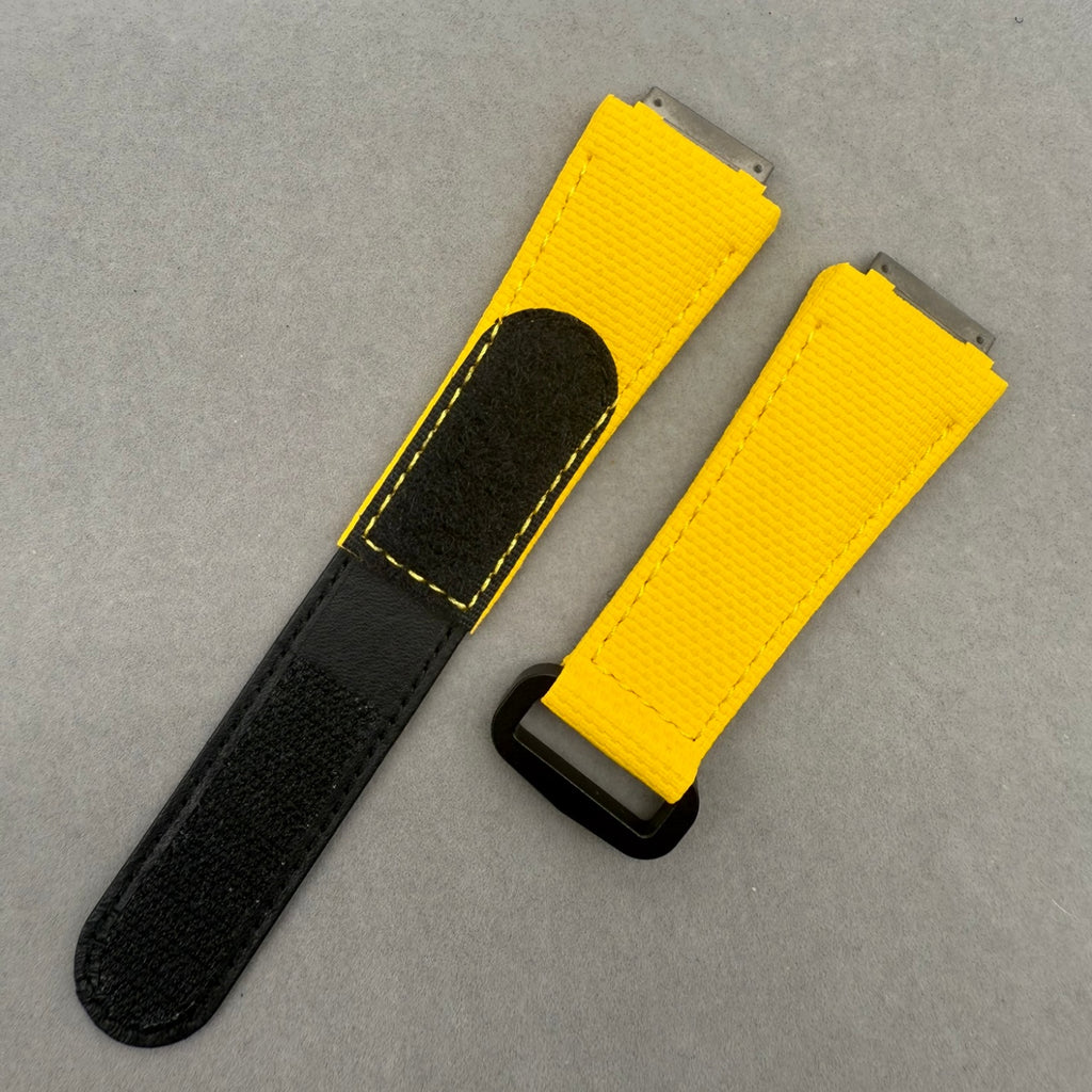 Handcrafted Custom Velcro Nylon Texture Fluororubber Watch Strap for Richard Mille RM035 & RM055 - Yellow