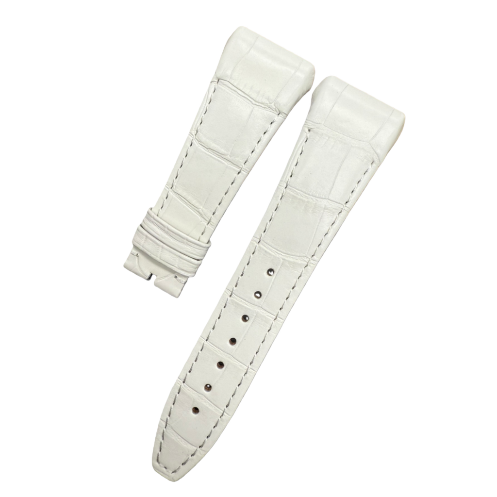 Handcrafted White Alligator Leather Watch Strap, Custom-Made for Franck Muller V45, V35 & V32 Series