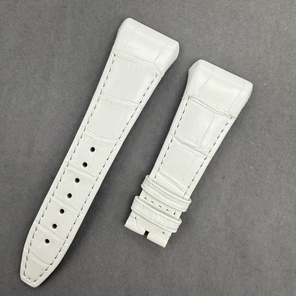 Handcrafted White Alligator Leather Watch Strap, Custom-Made for Franck Muller V45, V35 & V32 Series