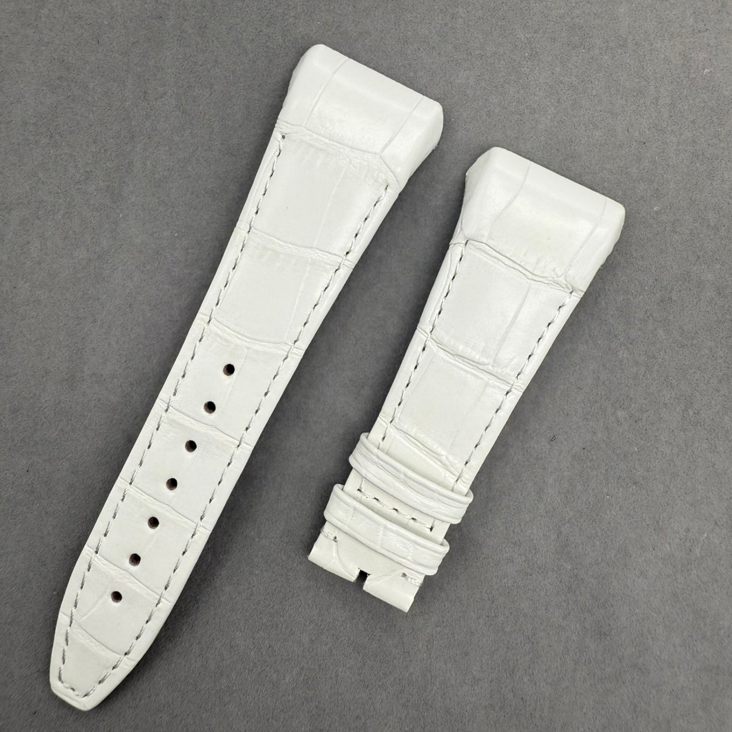 Handcrafted White Alligator Leather Watch Strap, Custom-Made for Franck Muller V45, V35 & V32 Series