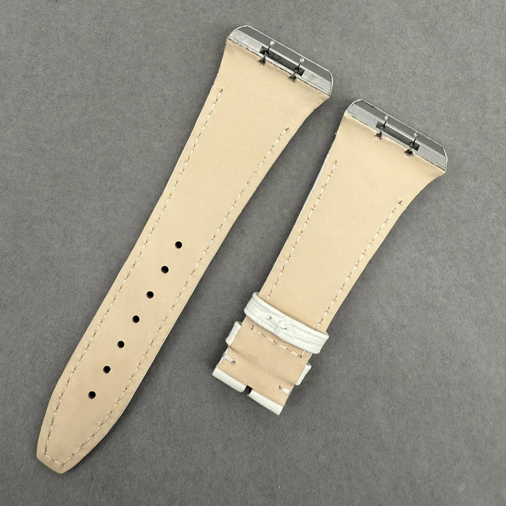 Handcrafted White Alligator Leather Watch Strap, Custom-Made for Franck Muller V45, V35 & V32 Series