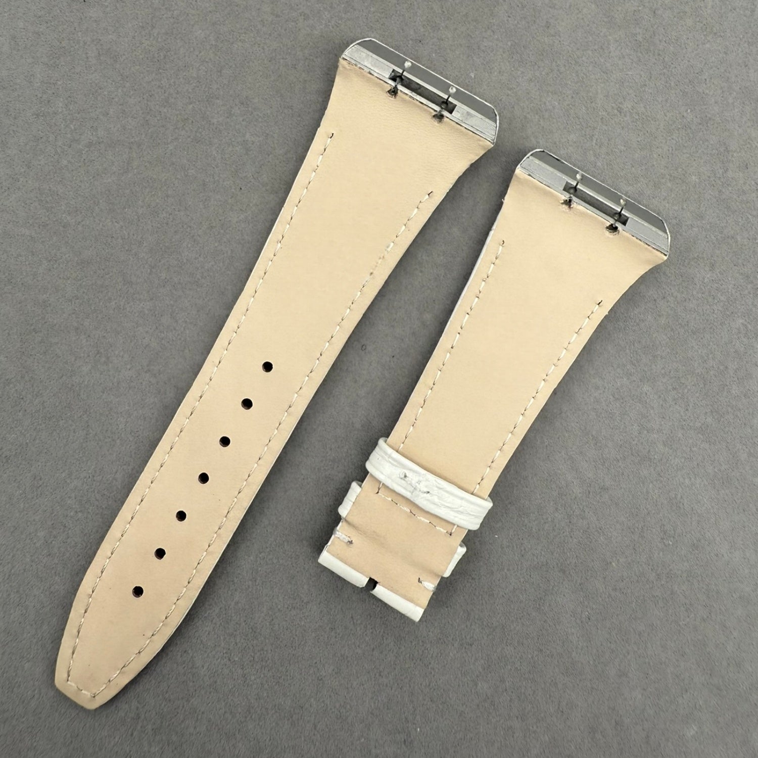 Handcrafted White Alligator Leather Watch Strap, Custom-Made for Franck Muller V45, V35 & V32 Series