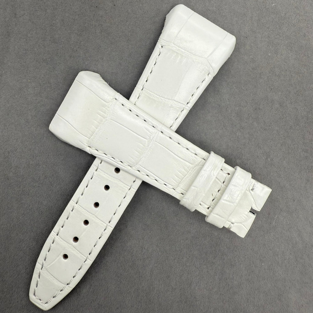 Handcrafted White Alligator Leather Watch Strap, Custom-Made for Franck Muller V45, V35 & V32 Series