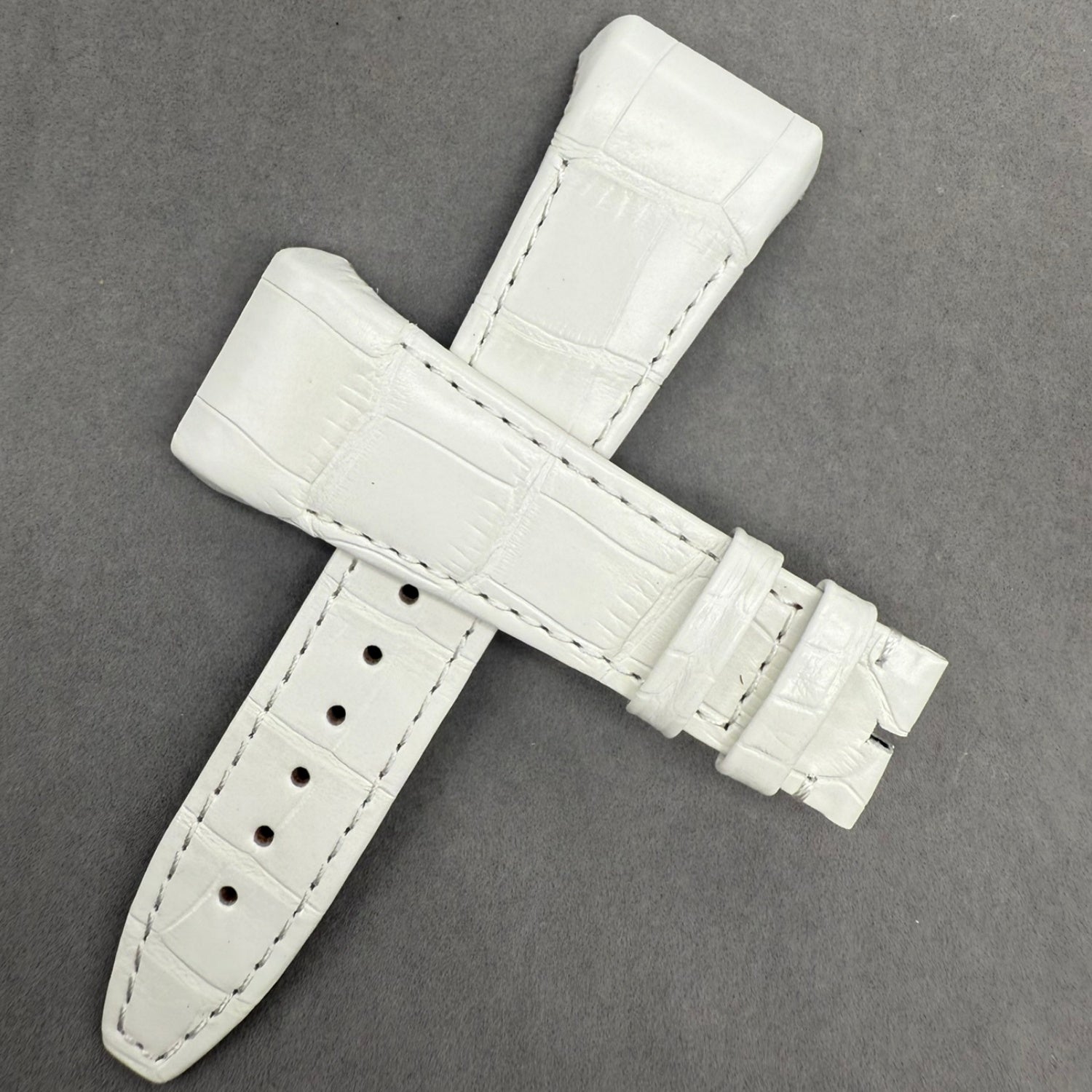 Handcrafted White Alligator Leather Watch Strap, Custom-Made for Franck Muller V45, V35 & V32 Series