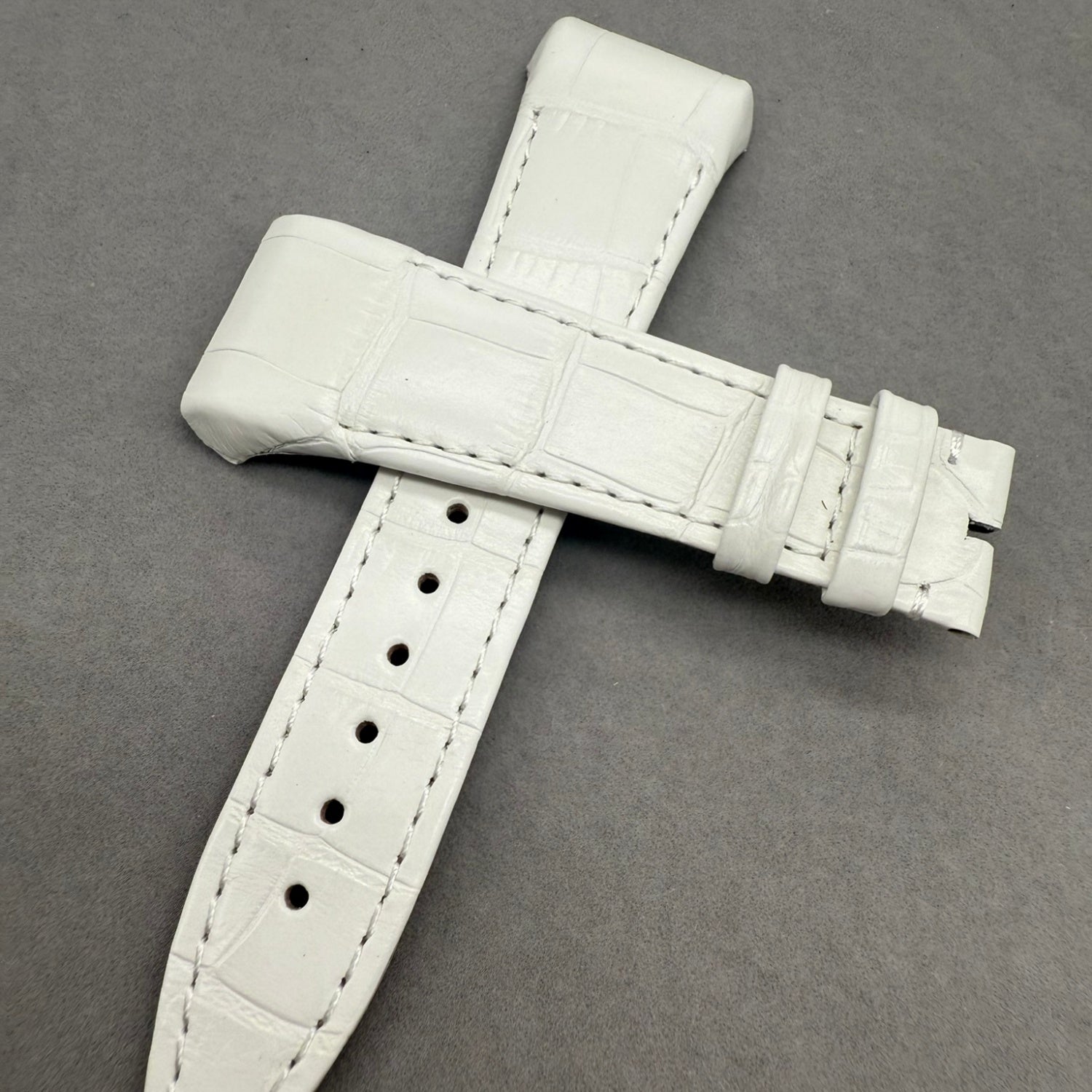 Handcrafted White Alligator Leather Watch Strap, Custom-Made for Franck Muller V45, V35 & V32 Series