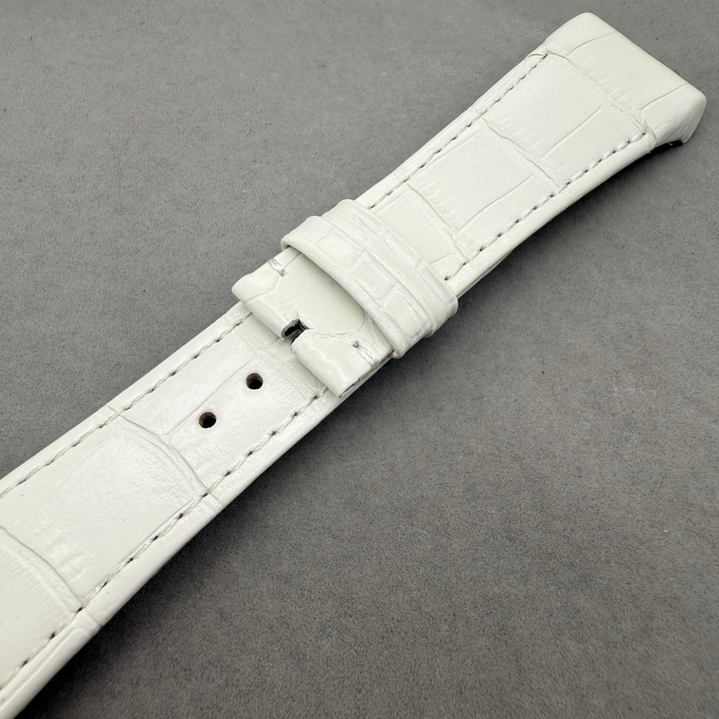 Handcrafted White Alligator Leather Watch Strap, Custom-Made for Franck Muller V45, V35 & V32 Series