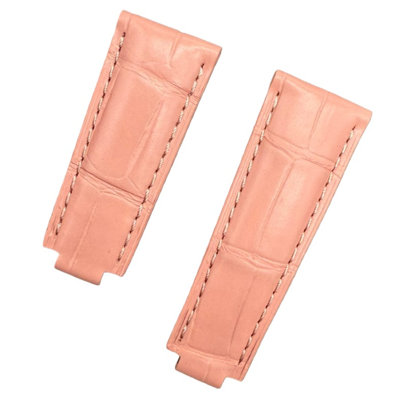 Handcrafted Custom Alligator Leather Watch Strap - Rolex Submariner, Daytona & Datejust Pink Foldable Clasp