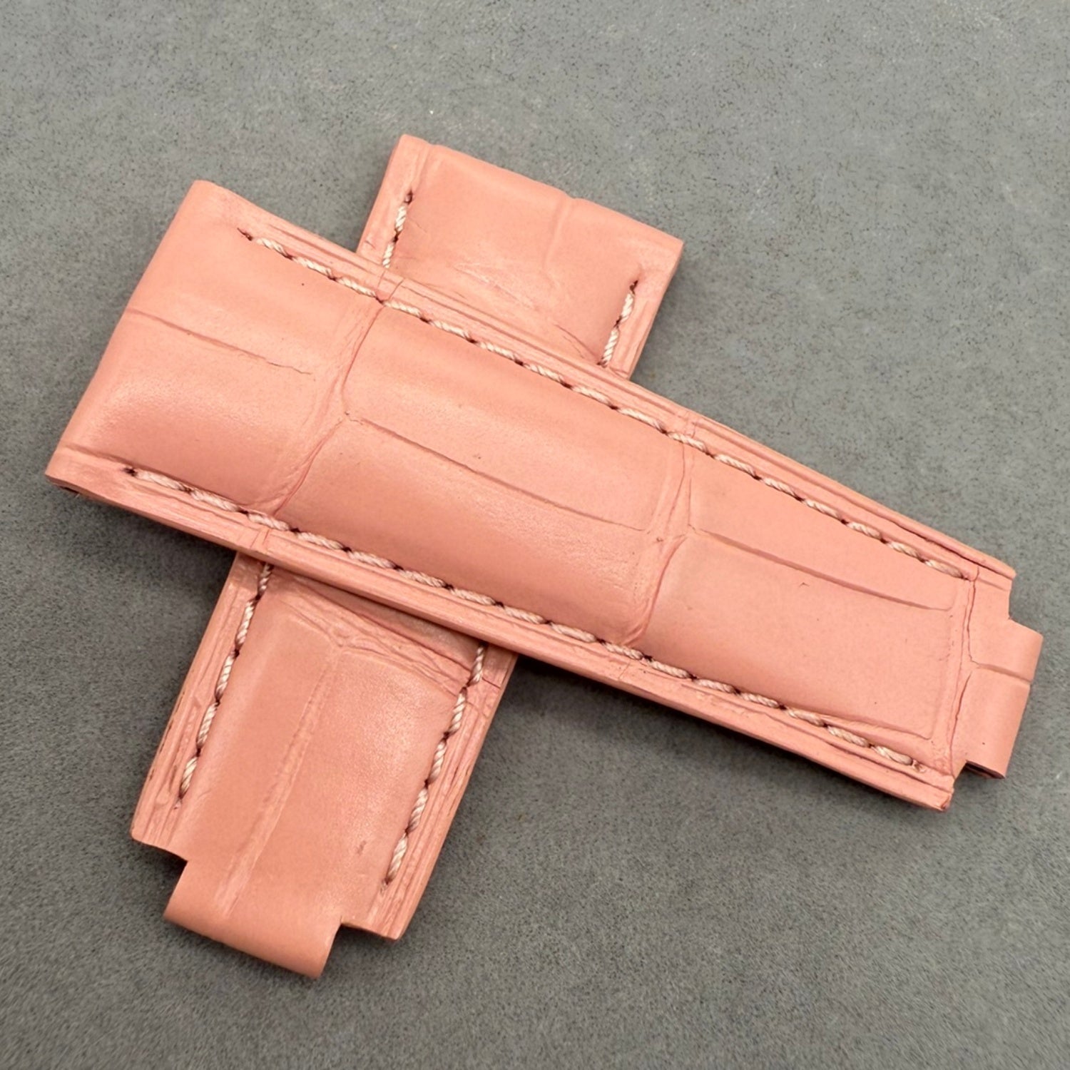 Handcrafted Custom Alligator Leather Watch Strap - Rolex Submariner, Daytona & Datejust Pink Foldable Clasp
