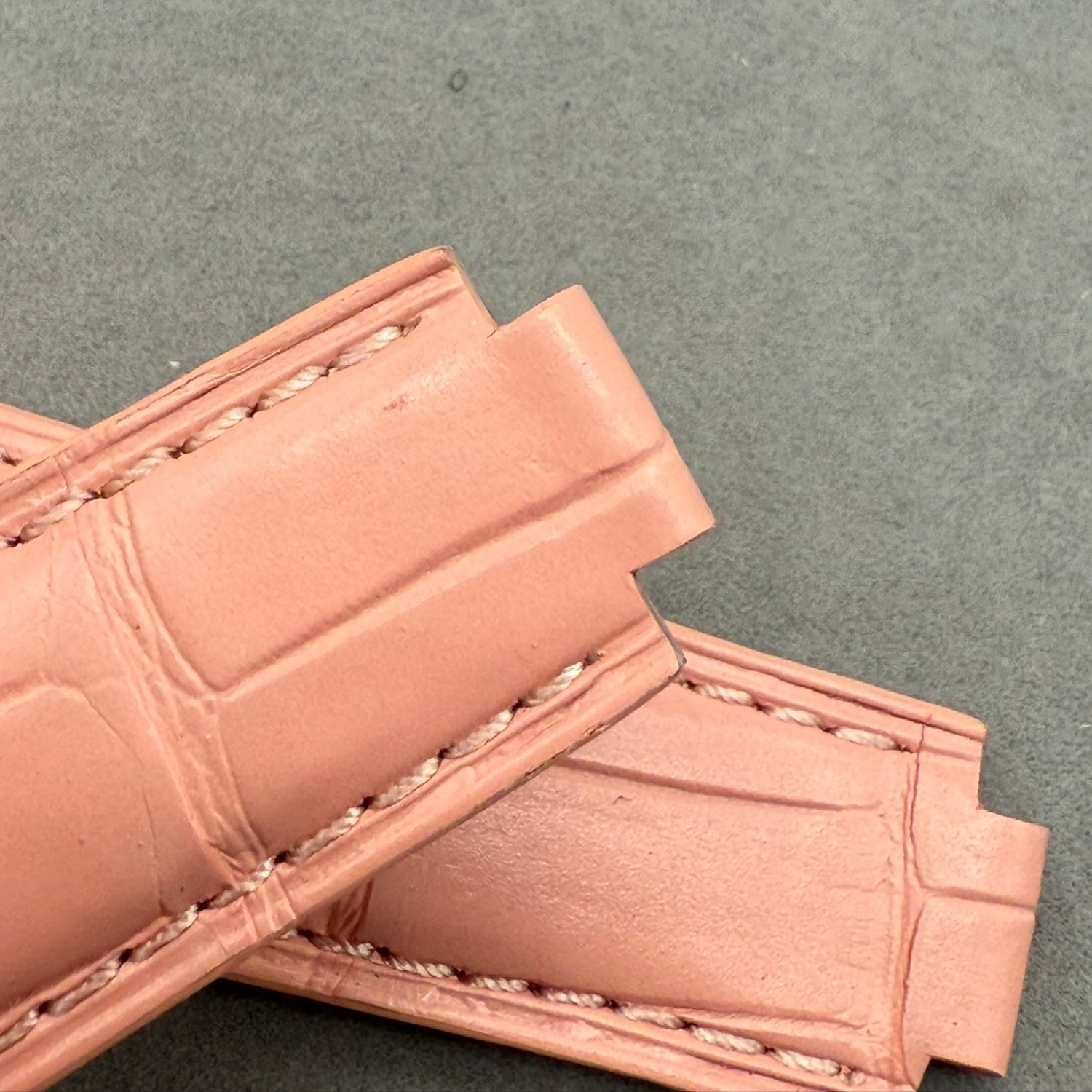 Handcrafted Custom Alligator Leather Watch Strap - Rolex Submariner, Daytona & Datejust Pink Foldable Clasp