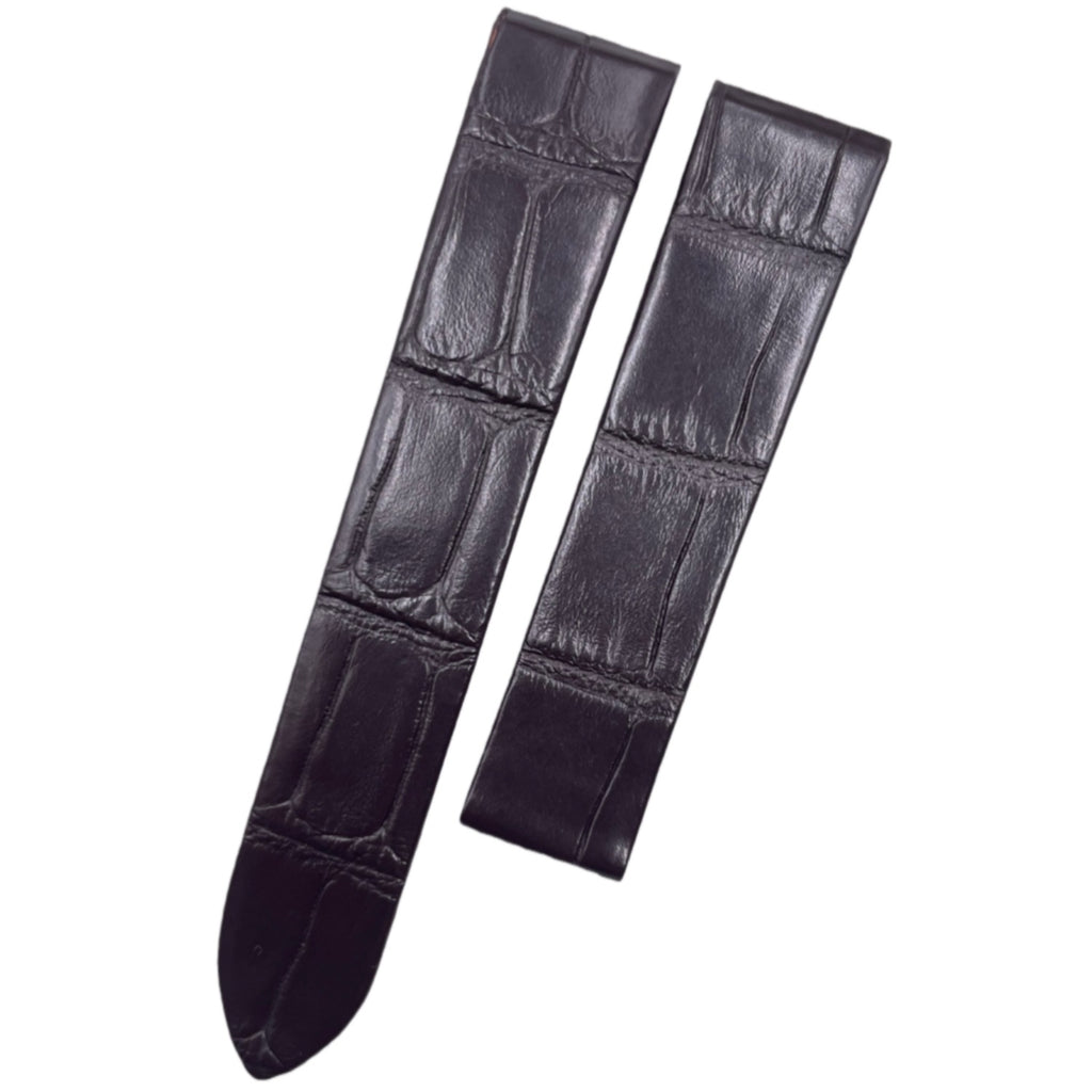 Custom Handmade Black Alligator Leather Watch Strap for Cartier Santos W2009251