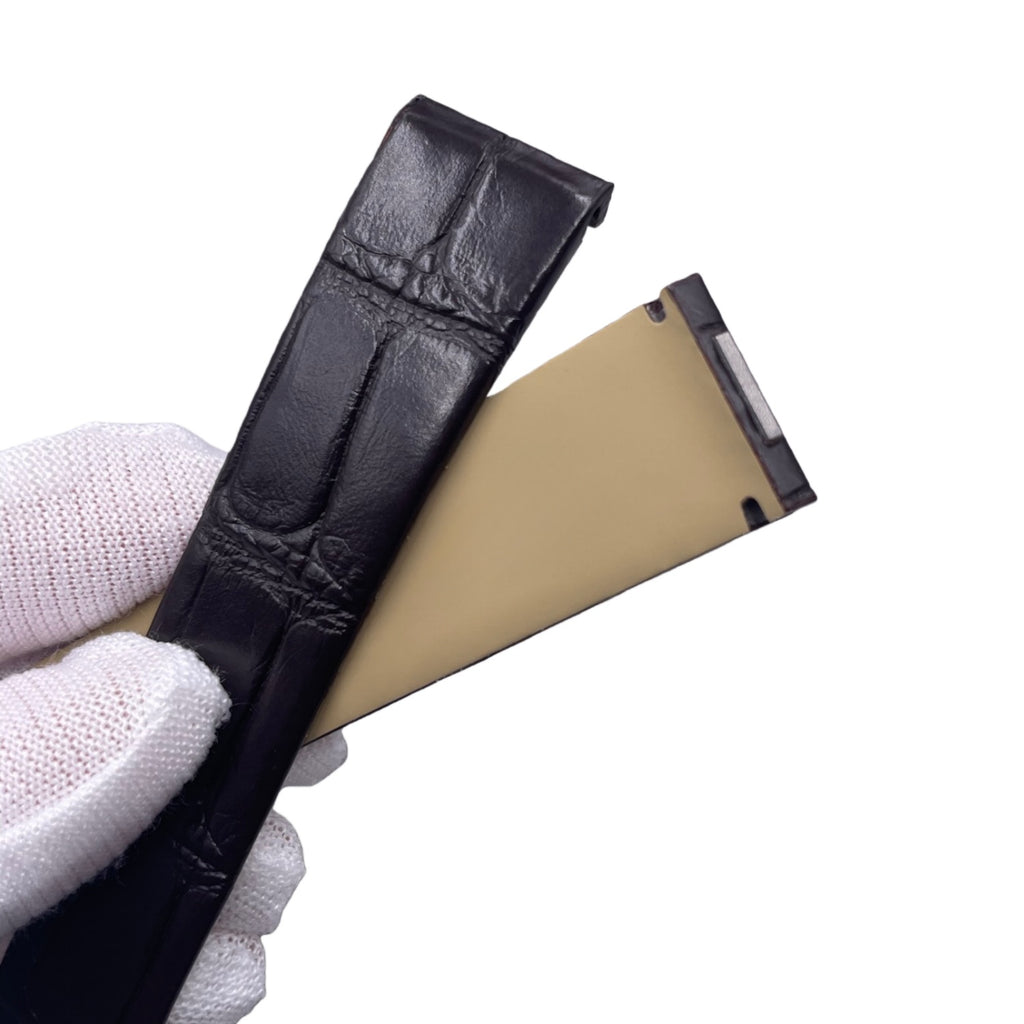 Custom Handmade Black Alligator Leather Watch Strap for Cartier Santos W2009251