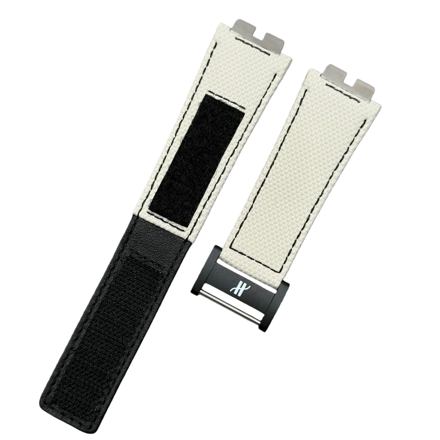 Handcrafted Custom Strap for Hublot 411/441/642 - Light Gray-Yellow Nylon Texture Fluororubber Hook-and-Loop Strap