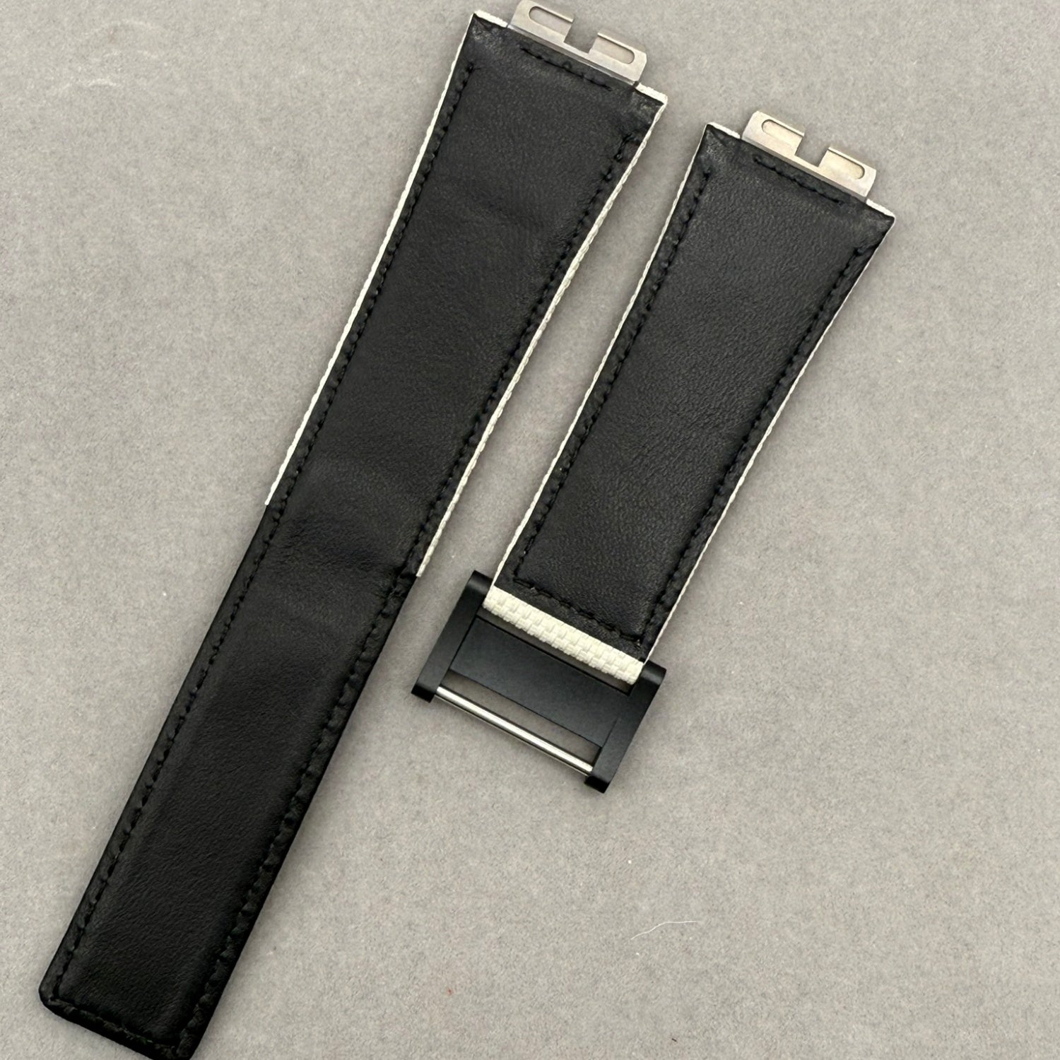 Handcrafted Custom Strap for Hublot 411/441/642 - Light Gray-Yellow Nylon Texture Fluororubber Hook-and-Loop Strap