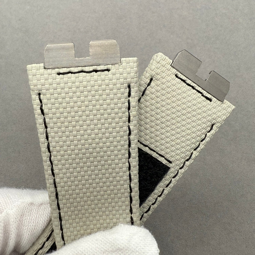 Handcrafted Custom Strap for Hublot 411/441/642 - Light Gray-Yellow Nylon Texture Fluororubber Hook-and-Loop Strap