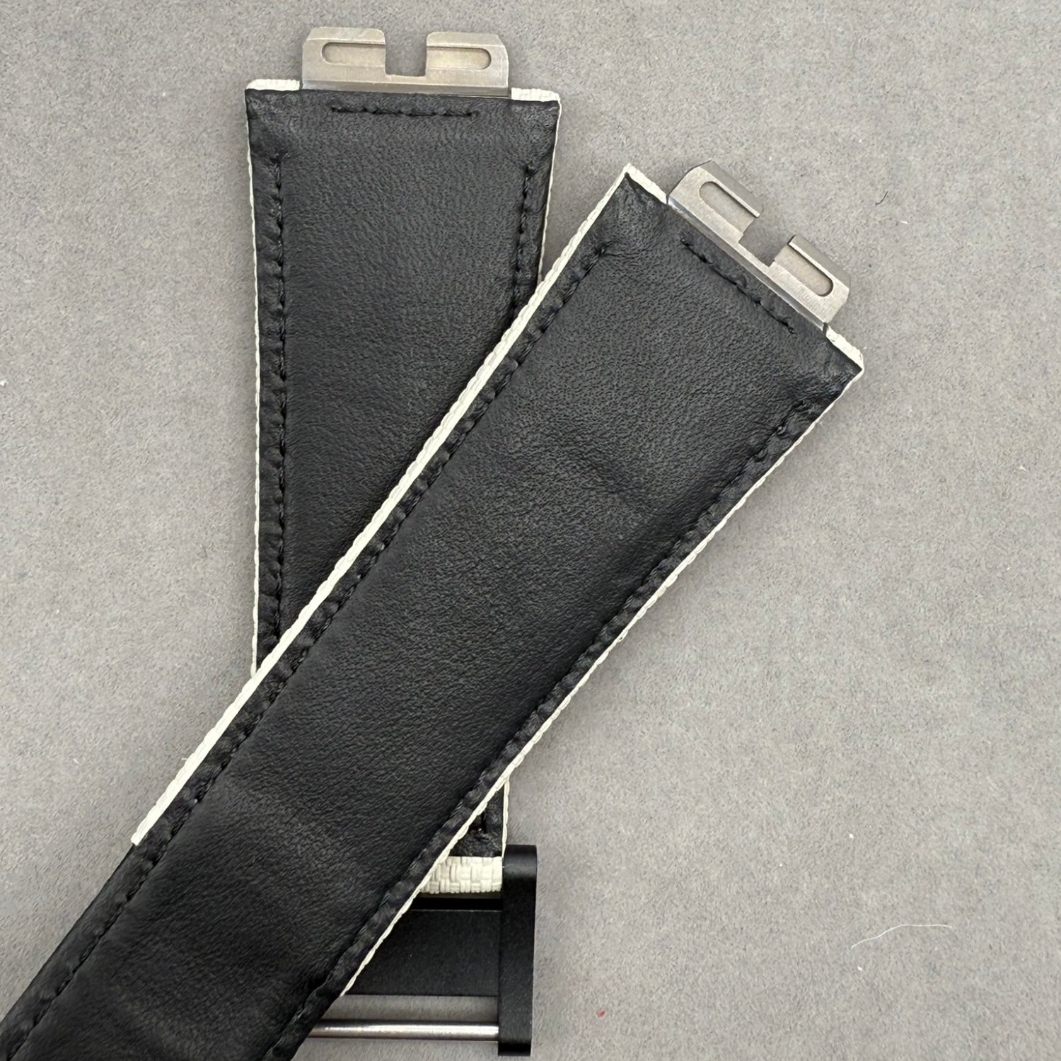 Handcrafted Custom Strap for Hublot 411/441/642 - Light Gray-Yellow Nylon Texture Fluororubber Hook-and-Loop Strap