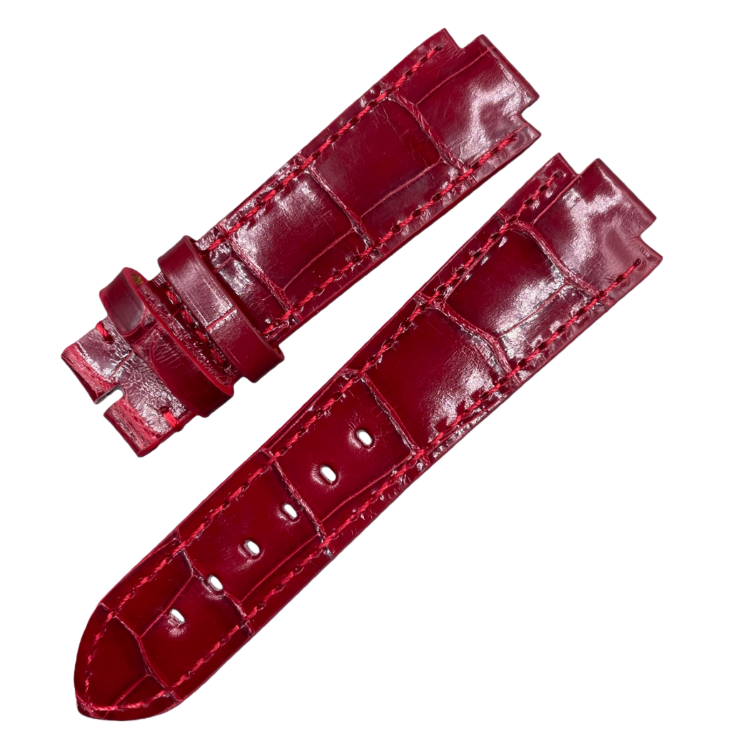 Custom Handcrafted ALLIGATOR Leather Strap for LV Smart Watch - High-Gloss Blue Double-Sided Quick-Release Leather Strap