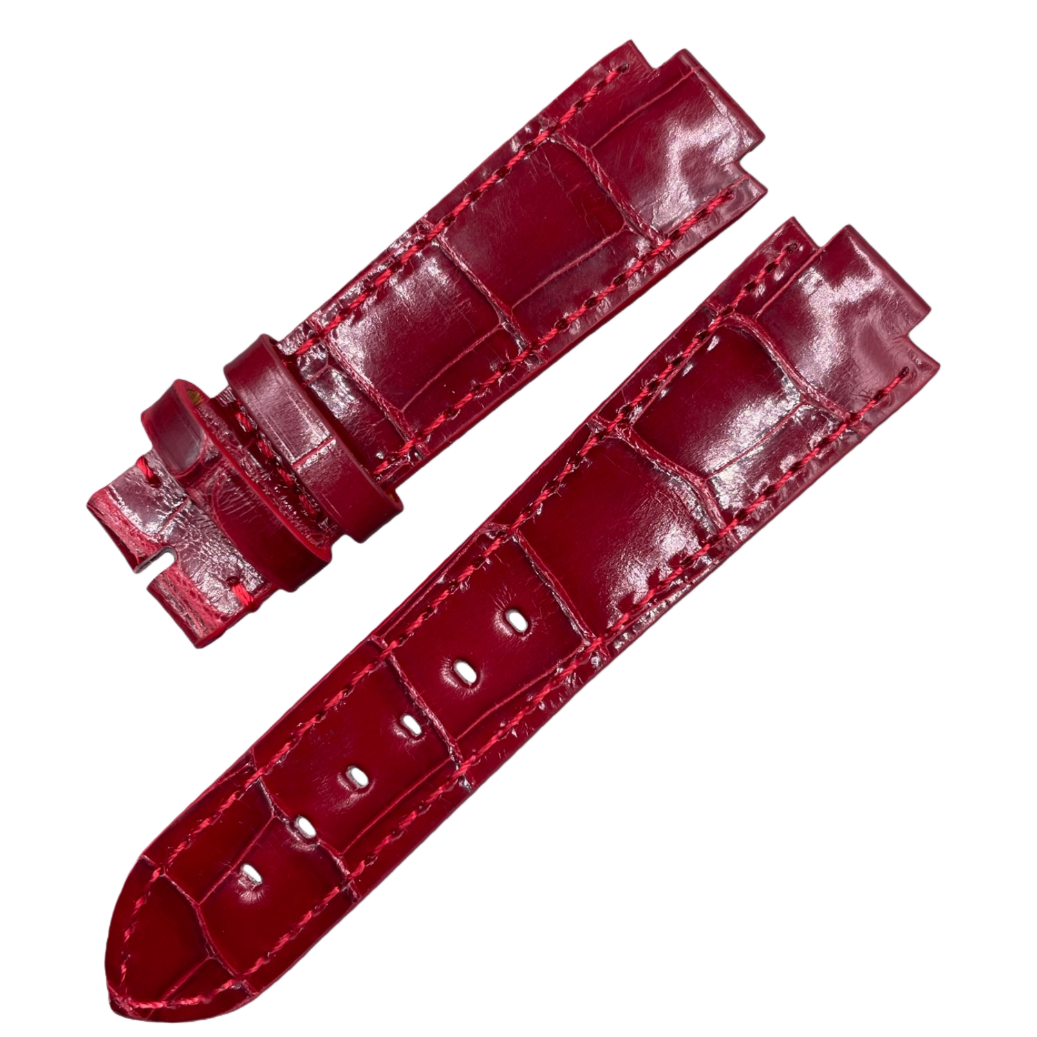 Custom Handcrafted ALLIGATOR Leather Strap for LV Smart Watch - High-Gloss Blue Double-Sided Quick-Release Leather Strap