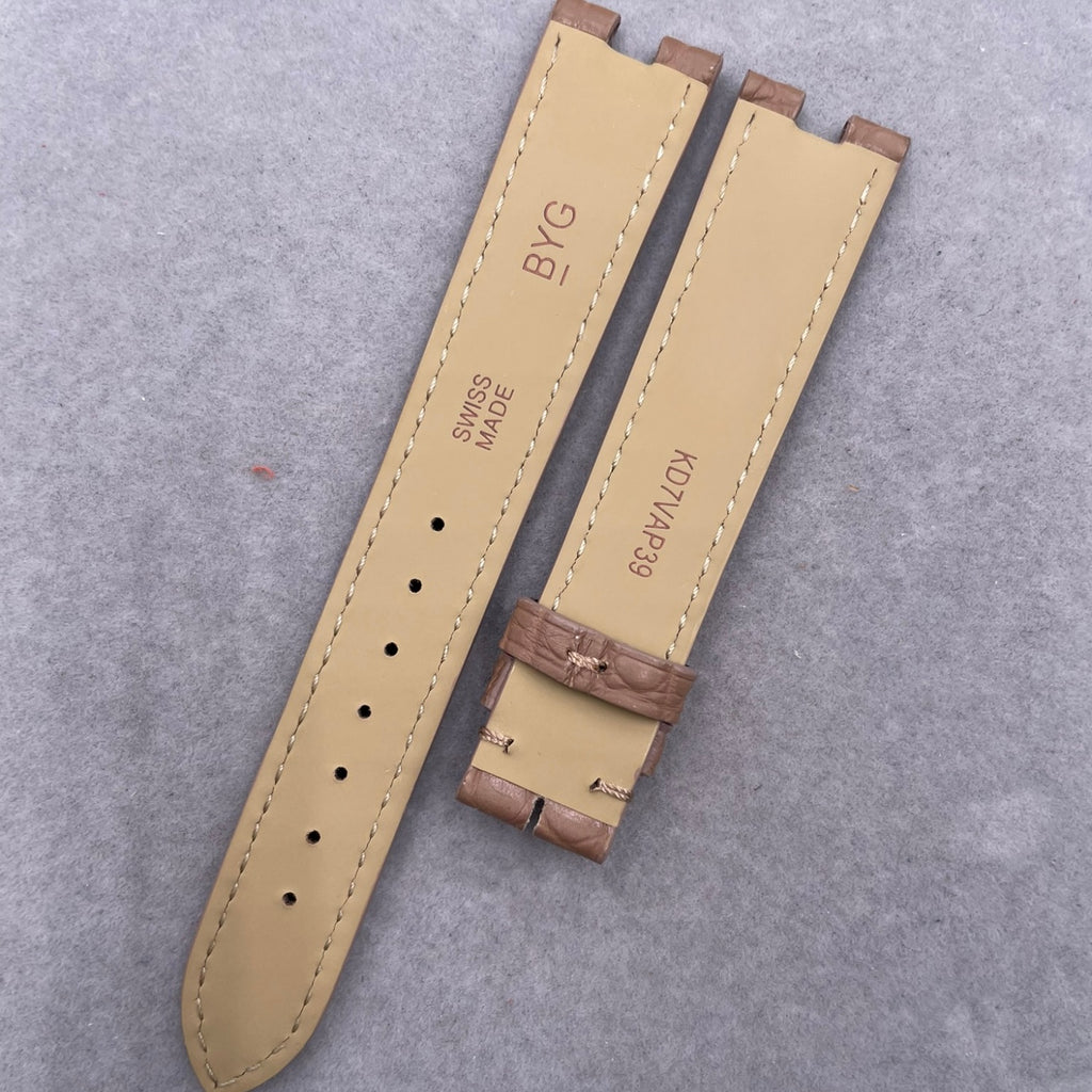 Custom Handmade Gold-Brown Lizard Leather Watch Strap for Cartier Tank Series W8000007