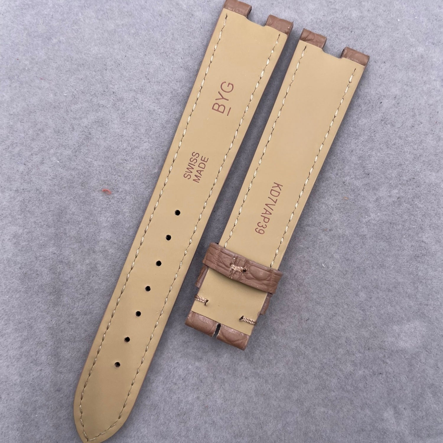 Custom Handmade Gold-Brown Lizard Leather Watch Strap for Cartier Tank Series W8000007