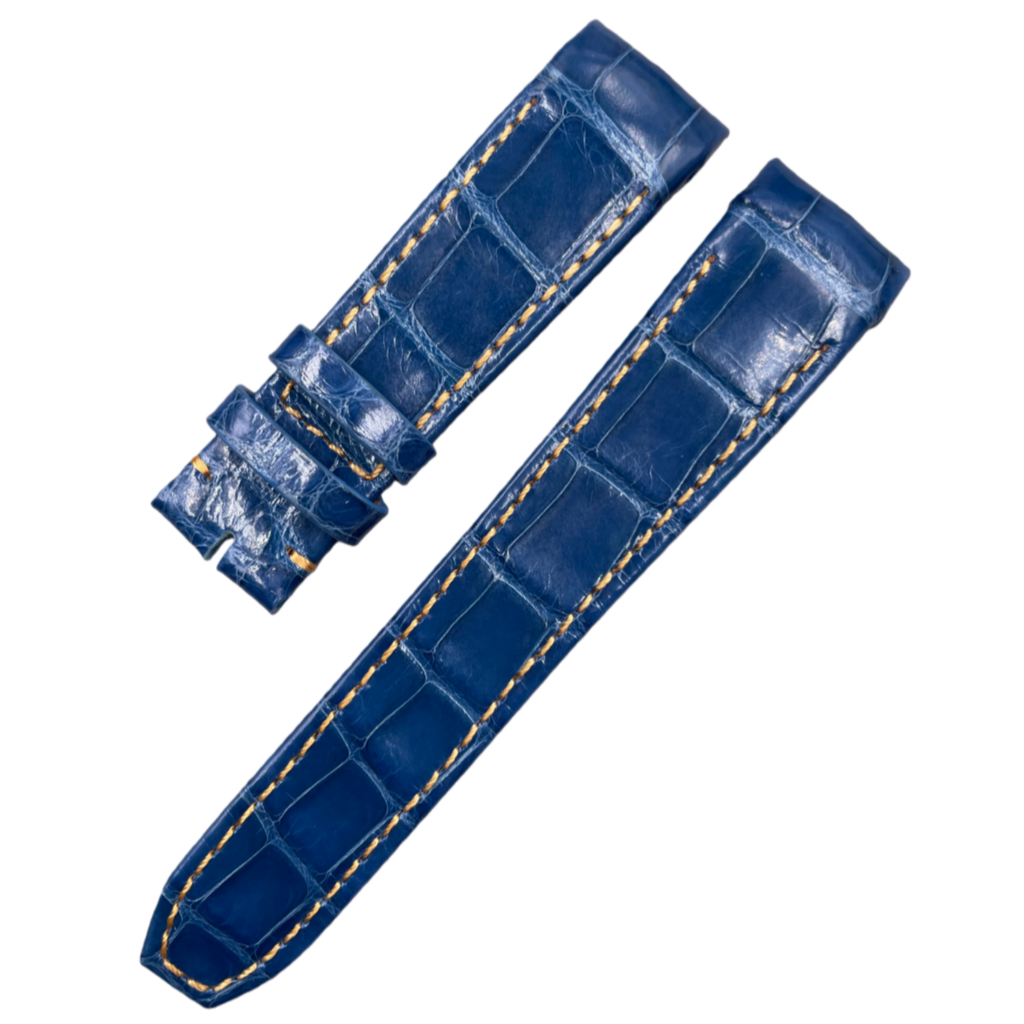 Fits Corum Bubble Legend 47 403.100.04/F371AN10 Blue Light Blue ALLIGATOR Handmade Custom Genuine Leather Double-Sided ALLIGATOR Watch Strap