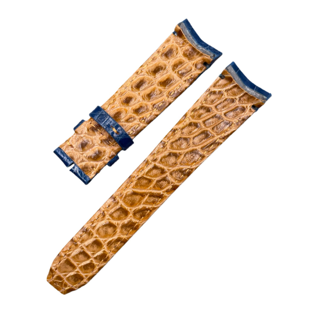 Fits Corum Bubble Legend 47 403.100.04/F371AN10 Blue Light Blue ALLIGATOR Handmade Custom Genuine Leather Double-Sided ALLIGATOR Watch Strap