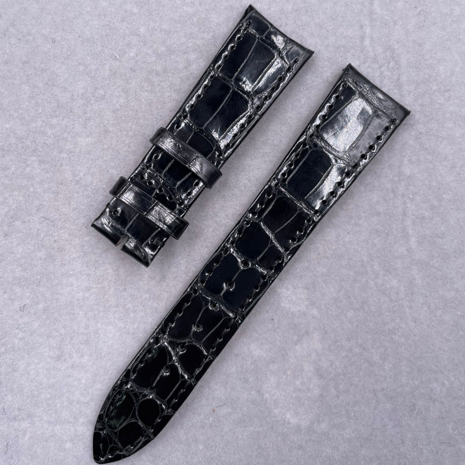 Rolex Cellini Black Polished ALLIGATOR Strap